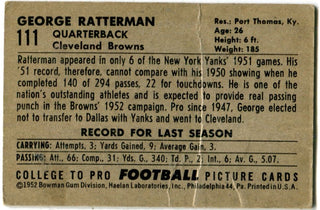 George Ratterman 1952 Bowman #111 Card