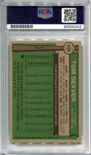 Tom Seaver 1976 Topps #600 PSA Autographed Authentic Card