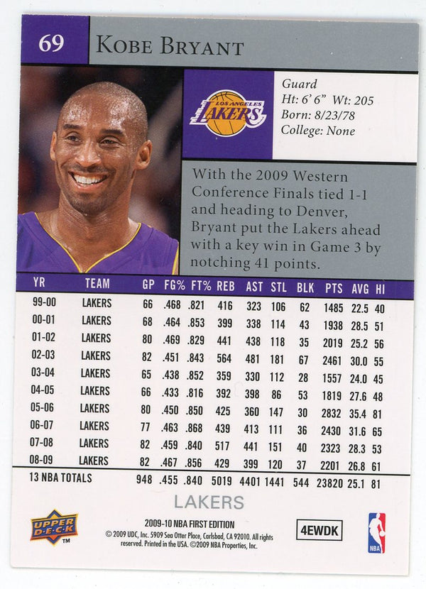 Kobe Bryant 2009-10 Upper Deck NBA First Edition #69