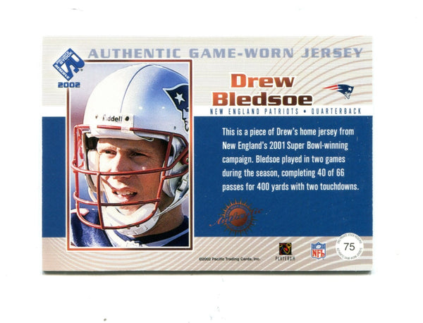 Drew Bledsoe 2002 Pacific Trading Authentic Game-Worn Jersey #75 Card