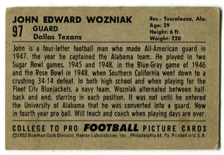 John Wozniak 1952 Bowman #97 Card