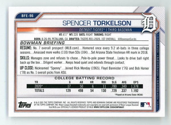 Spencer Torkelson 2021 Topps Bowman 1st Edition #BFE-96 Card