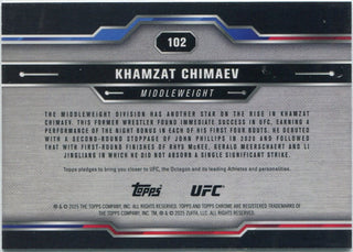 Khamzat Chimaev 2025 Topps Chrome UFC Teal Laser Refractor Card #102 16/175