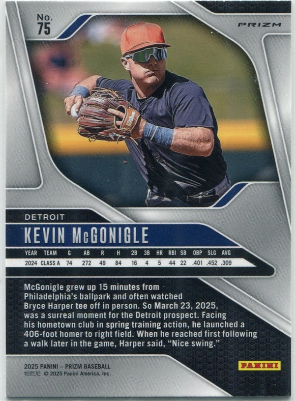 Kevin McGonigle 2025 Panini Prizm Green Prizm RC #75