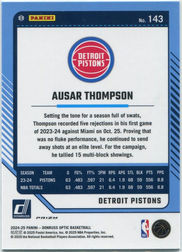 Ausar Thompson 2024 - 2025 Panini Donruss Optic Purple Prizm Card #143