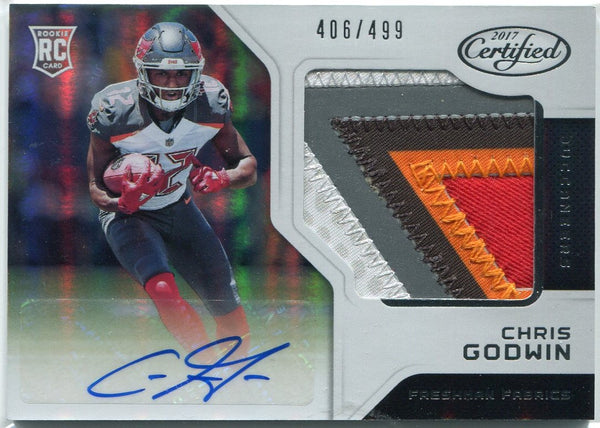 Chris Godwin Autographed 2017 Panini Certified Freshman Fabrics 5 Color Patch RC 406/499