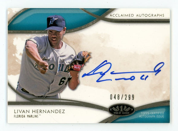 Livan Hernandez 2014 Topps Acclaimed Autographs #AA-LHE Card 048/299