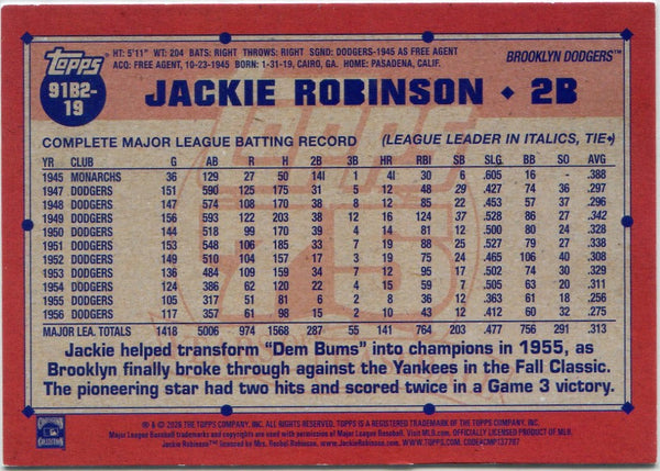 Jackie Robinson 2026 Topps Series 2 All Star Foil Card # 91B2-19
