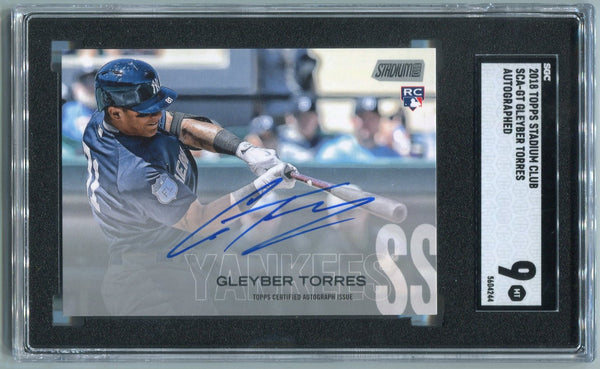 Gleyber Torres 2018 Topps Stadium Club Autographed RC #SCA-GT SGC Graded 9