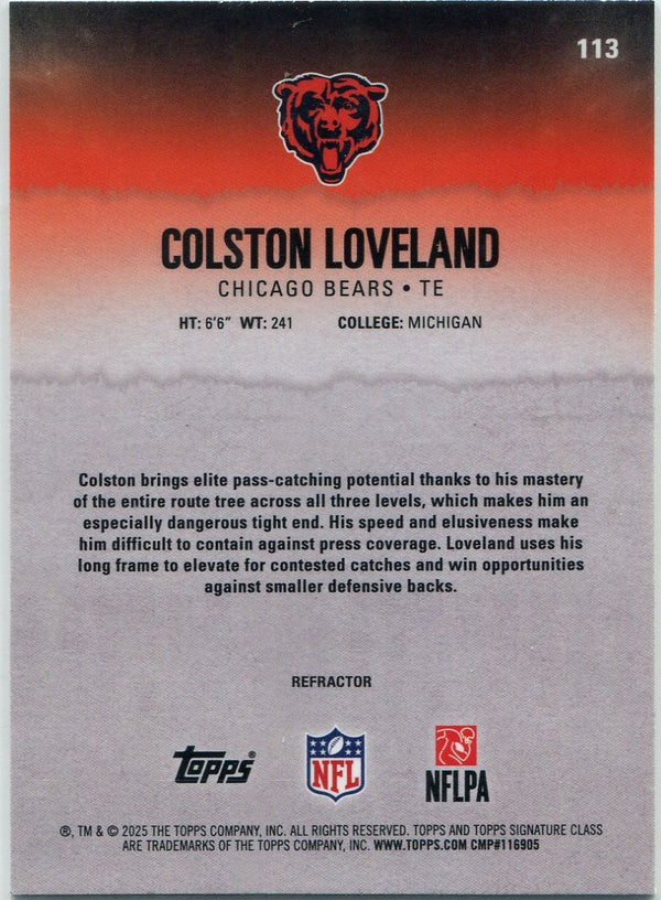 Colston Loveland 2025 Topps Signature Class Refractor RC #113