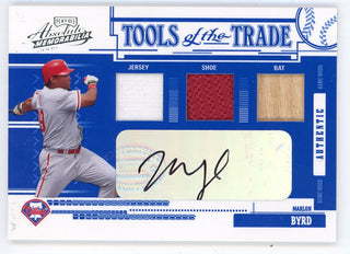 Marlon Byrd 2003 Autographed Donruss Absolute Tools of the Trade Patch/Bat/Shoe Relic #TT-152