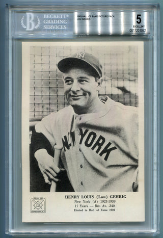 Lou Gehrig 1963 Hall Of Fame Picture Pack Card BGS Graded 5