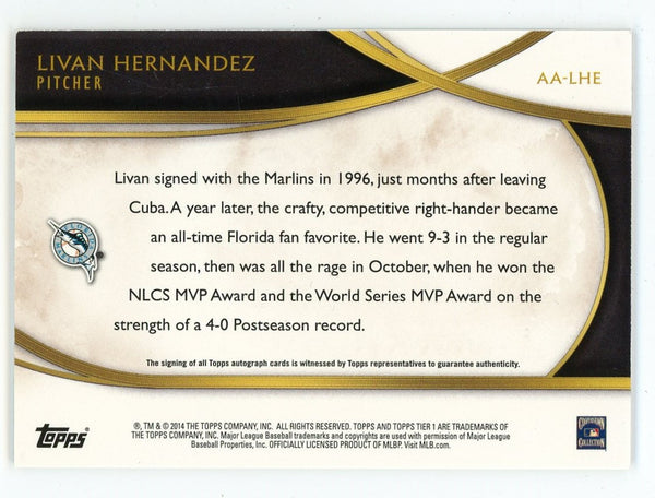 Livan Hernandez 2014 Topps Acclaimed Autographs #AA-LHE Card 048/299