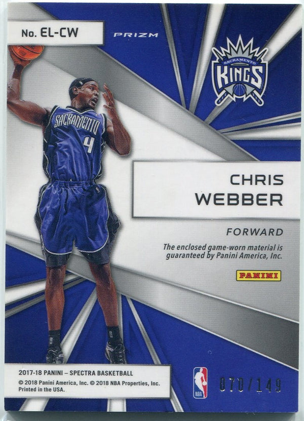 Chris Webber 2017 - 2018 Panini Spectra Epic Legends Jersey Prizm Card #EL-CW 70/149