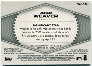 Jered Weaver Autographed 2012 Topps Triple Threads Jersey Card 14/18
