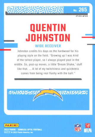 Quentin Johnston 2023 Panini Donruss Optic Rated Rookies Card #265