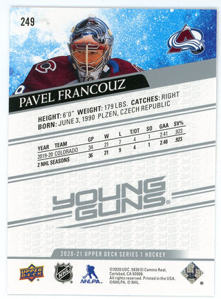 Pavel Francouz 2020-21 Upper Deck Series 1 Young Guns Card #249