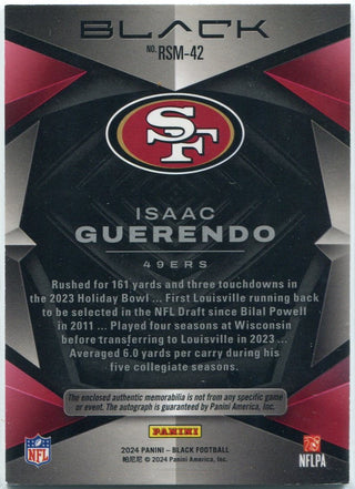 Isaac Guerendo 2024 Panini Black Dual 2 Color Patch/Autographed RC #RSM-42 62/75