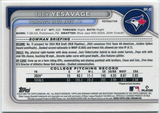 Trey Yesavage 2024 Bowman Draft Chrome Refractor RC BDC-92