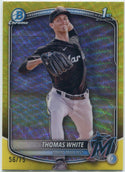 Thomas White 2025 Bowman Chrome Prospects Yellow Wave Refractor RC #BCP-69 56/75