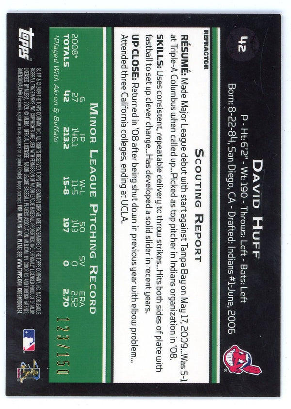 David Huff 2009 Topps Bowman Chrome Rookie Card #42