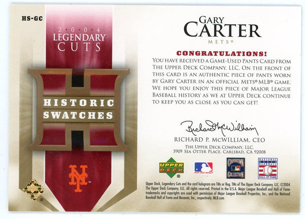 Gary Carter 2004 Upper Deck Historic Swatches #HS-GC