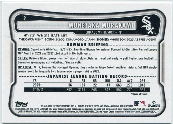 Munetaka Murakami 2026 Bowman Chrome RC #9