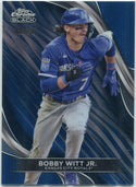 Bobby Witt Jr 2024 Topps Chrome Black Blue Refractor Card #72 20/75
