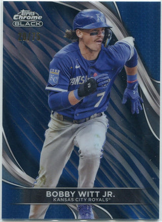 Bobby Witt Jr 2024 Topps Chrome Black Blue Refractor Card #72 20/75