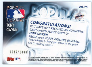 Tony Gwynn 2002 Topps Popular Demand Patch Relic #PD-TG