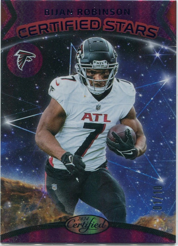 Bijan Robinson 2024 Panini Certified Stars Mirror Purple Parallel Card #15 1/10