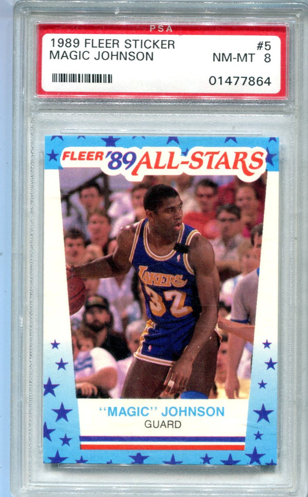 Magic Johnson Autographed 1989 Fleer All-Stars Card #5 PSA 8