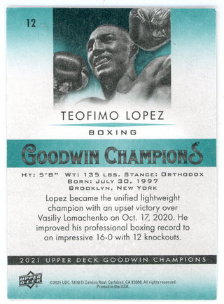 Teofimo Lopez 2021 Upper Deck Goodwin Champions #12