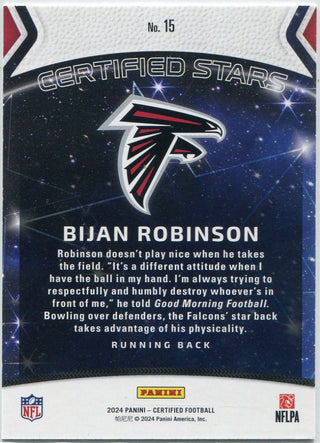Bijan Robinson 2024 Panini Certified Stars Mirror Purple Parallel Card #15 1/10