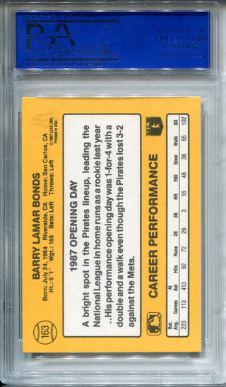 Barry Bonds 1987 Donruss Opening Day White Jersey Card 163 (PSA Gem Mint 10)