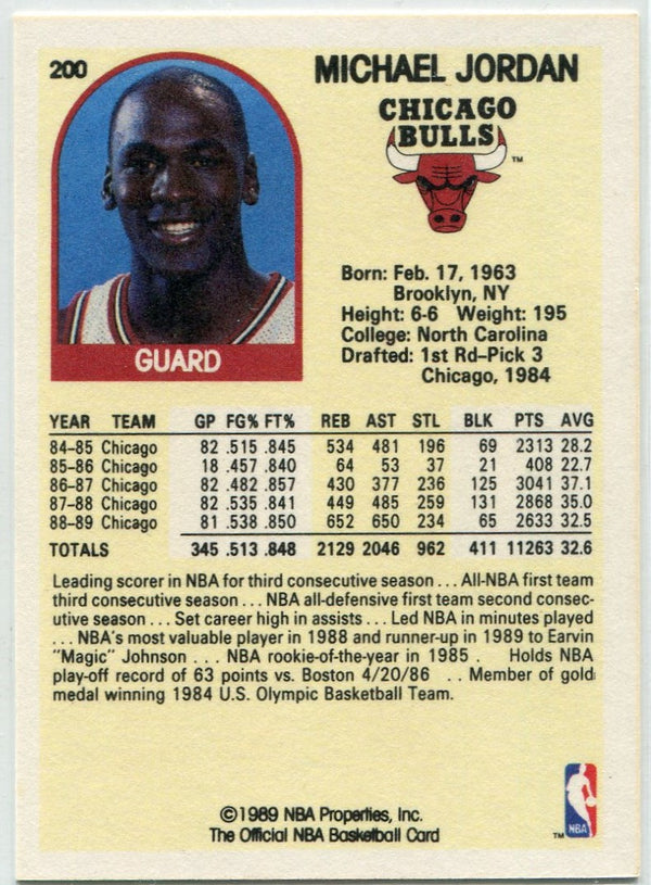 Michael Jordan 1989 - 1990 NBA Hoops Card #200