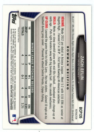 Zach Eflin 2013 Topps Bowman Chrome Refractor #BCP135