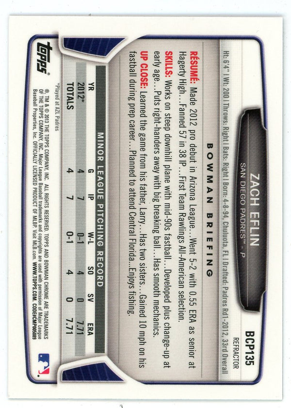 Zach Eflin 2013 Topps Bowman Chrome Refractor #BCP135