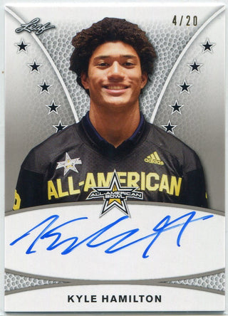 Kyle Hamilton 2019 Leaf All-American Bowl Autographed Card #TA-KH1 4/20