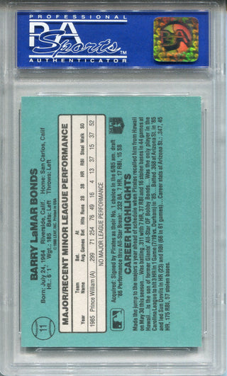 Barry Bonds 1986 Donruss Rookie Card #11 (PSA Gem Mint 10)