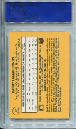 Barry Bonds 1987 Donruss Card #361 (PSA Gem Mint 10)