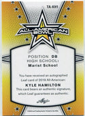 Kyle Hamilton 2019 Leaf All-American Bowl Autographed Card #TA-KH1 4/20