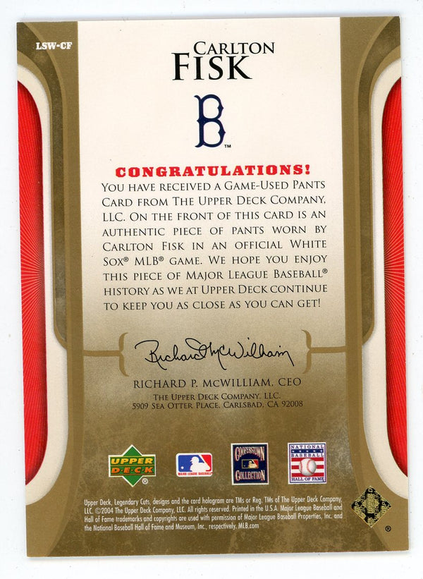 Carlton Fisk 2004 Upper Deck Legendary Swatches Patch Relic #LSW-CF