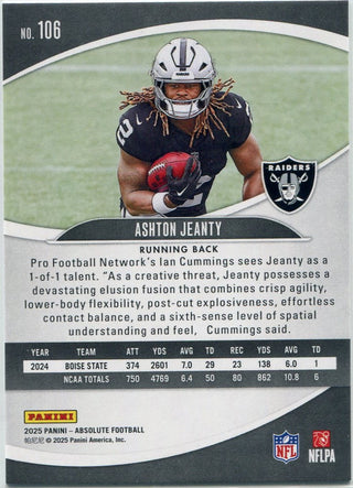 Ashton Jeanty 2025 Panini Absolute RC #106