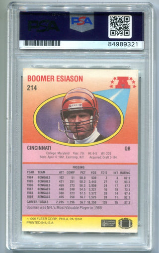 Boomer Esiason 1990 Fleer Autographed Card #214 PSA Authentic