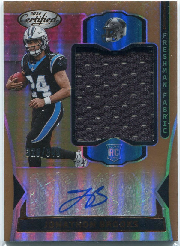 Jonathon Brooks 2024 Panini Certified Freshman Fabrics Jersey/AUTO RC #FMS-JBS 320/349