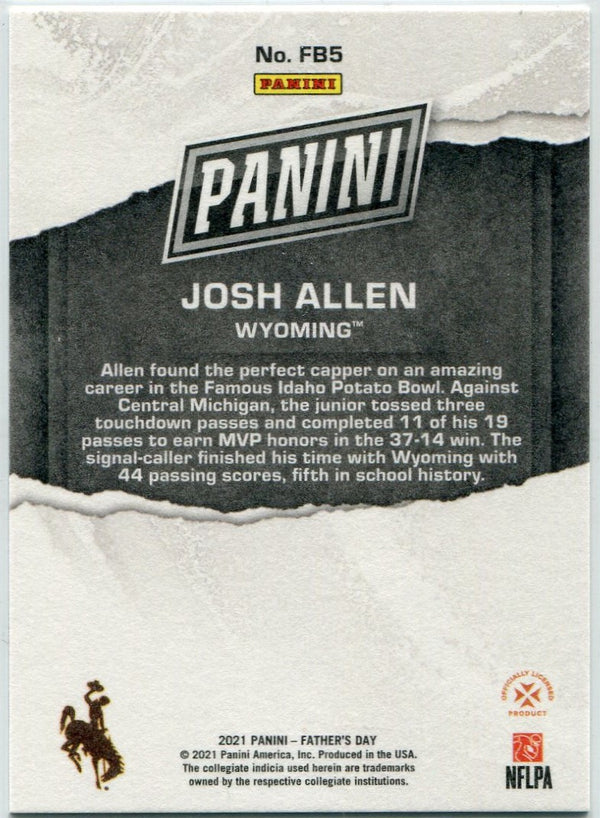 Josh Allen 2021 Panini Father's Day Card #FB5 100/199