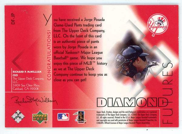 Jorge Posada 2002 Upper Deck Diamond Futures Patch Relic #DF-JP