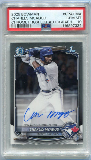 Charles McAdoo 2025 Bowman Chrome Prospects Autographed RC #CPA-CMA PSA Graded 10