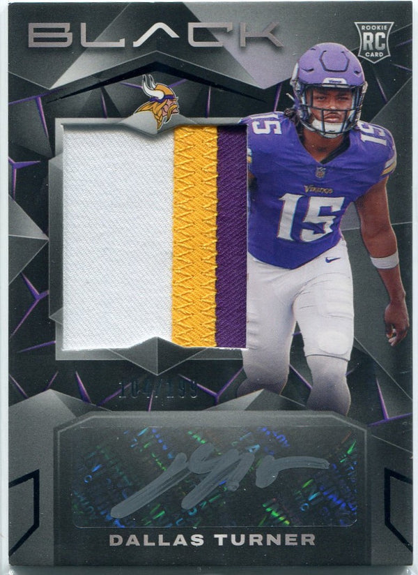 Dallas Turner 2024 Panini Black 3 Color Patch/AUTO RC #230 104/199